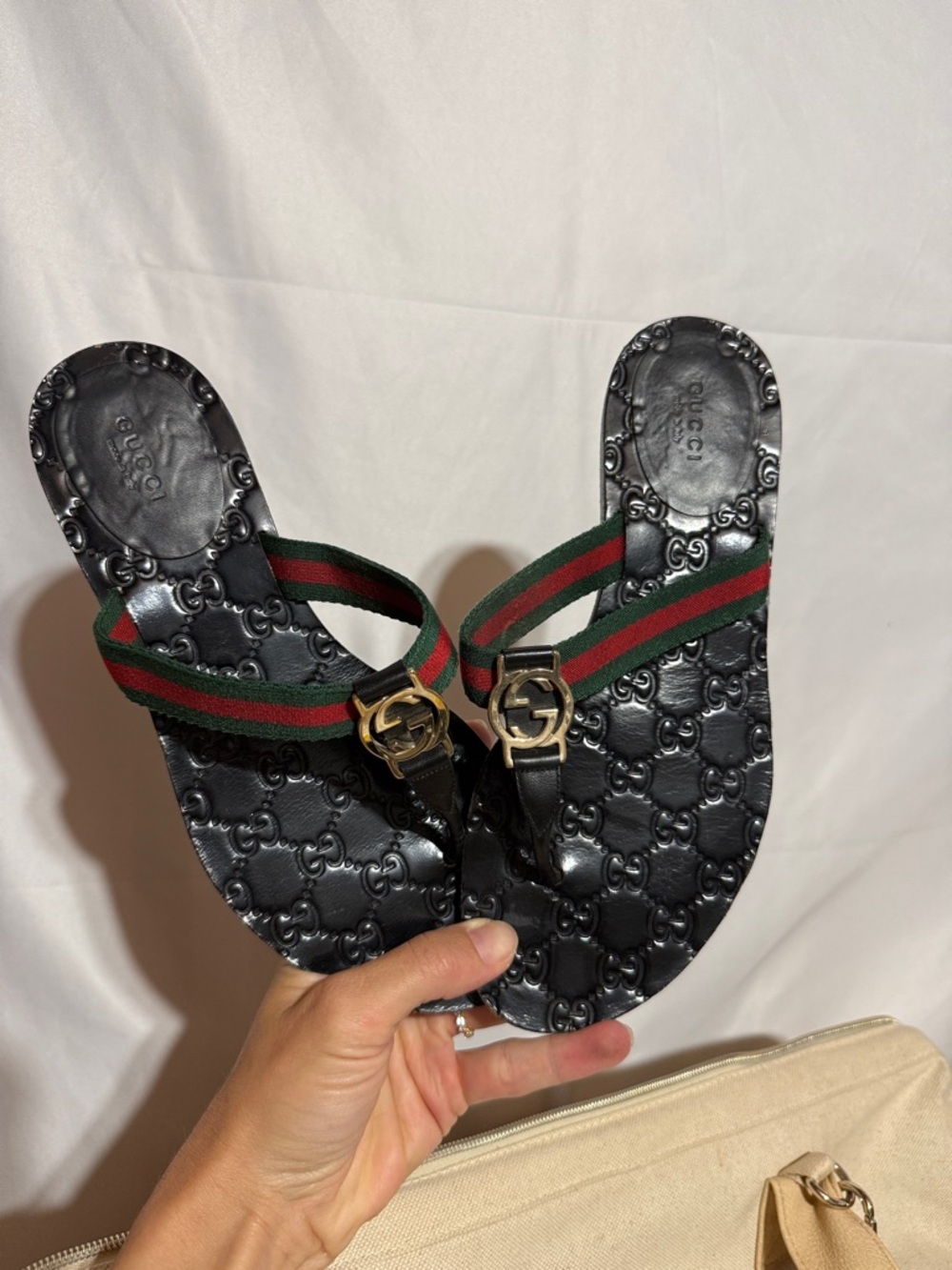 Authentic Gucci GG Monogram Thong Sandals - Picture 5 of 6